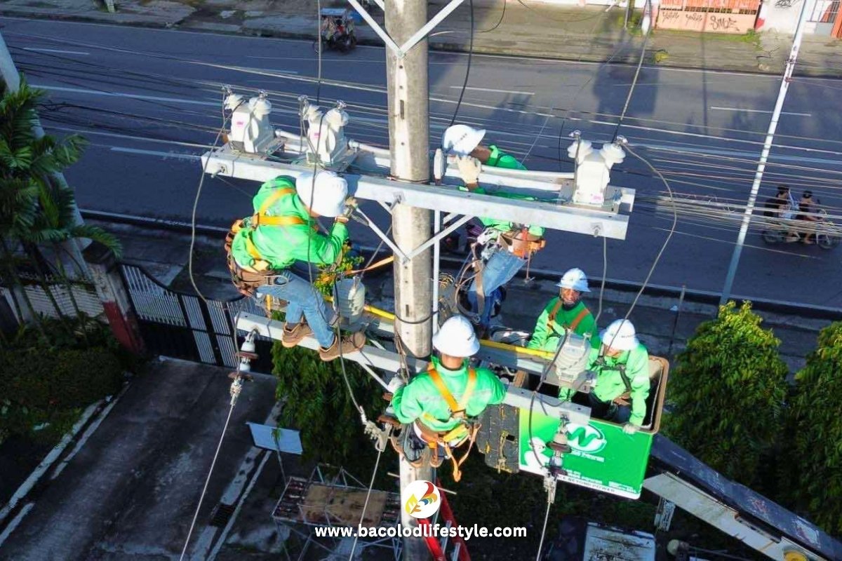 Negros Power Linemen Upgrading the Pole Equipment