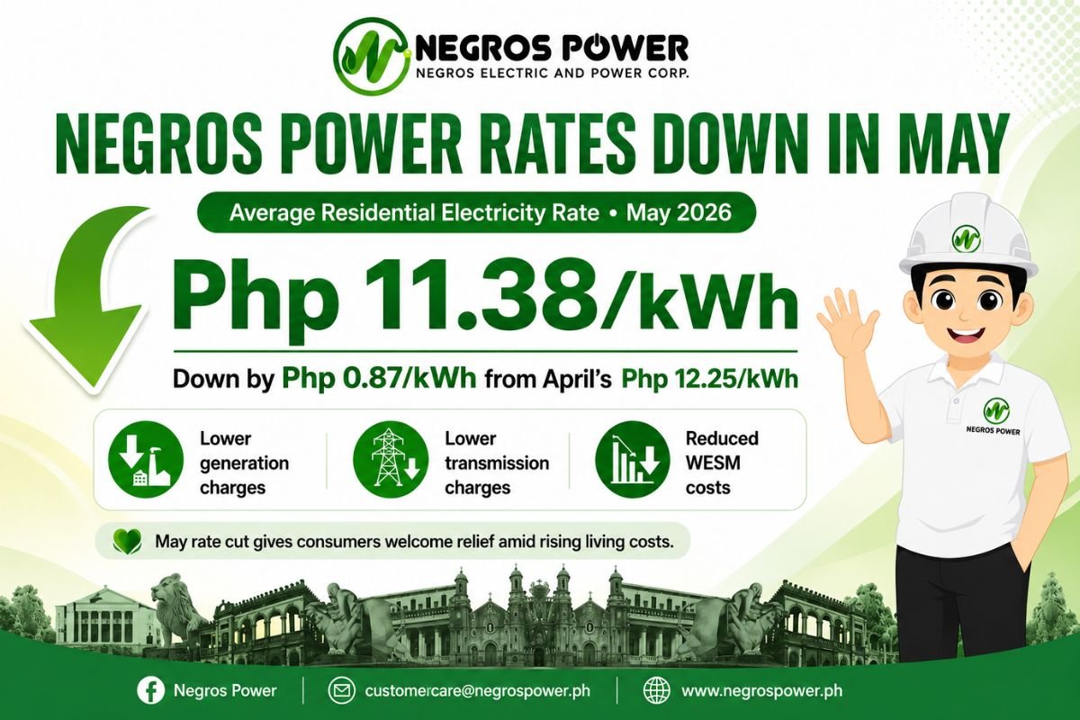 Negros Power Cuts Residential Rates This May